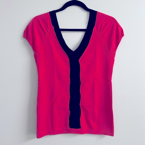 Nanette Lepore Pink and Black Sweater Top - Picture 1 of 7